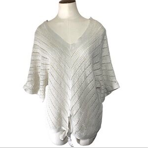 𝅺guilty Minimalist Crochet Knit Beige Loose fit Shirt Knotted Front V Neck  L